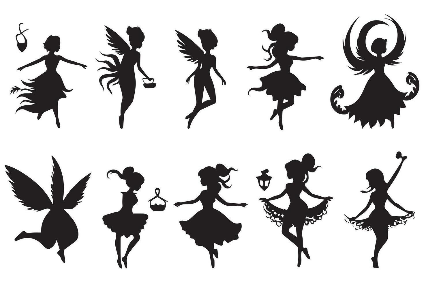 Fairy Silhouette white background pro design vector