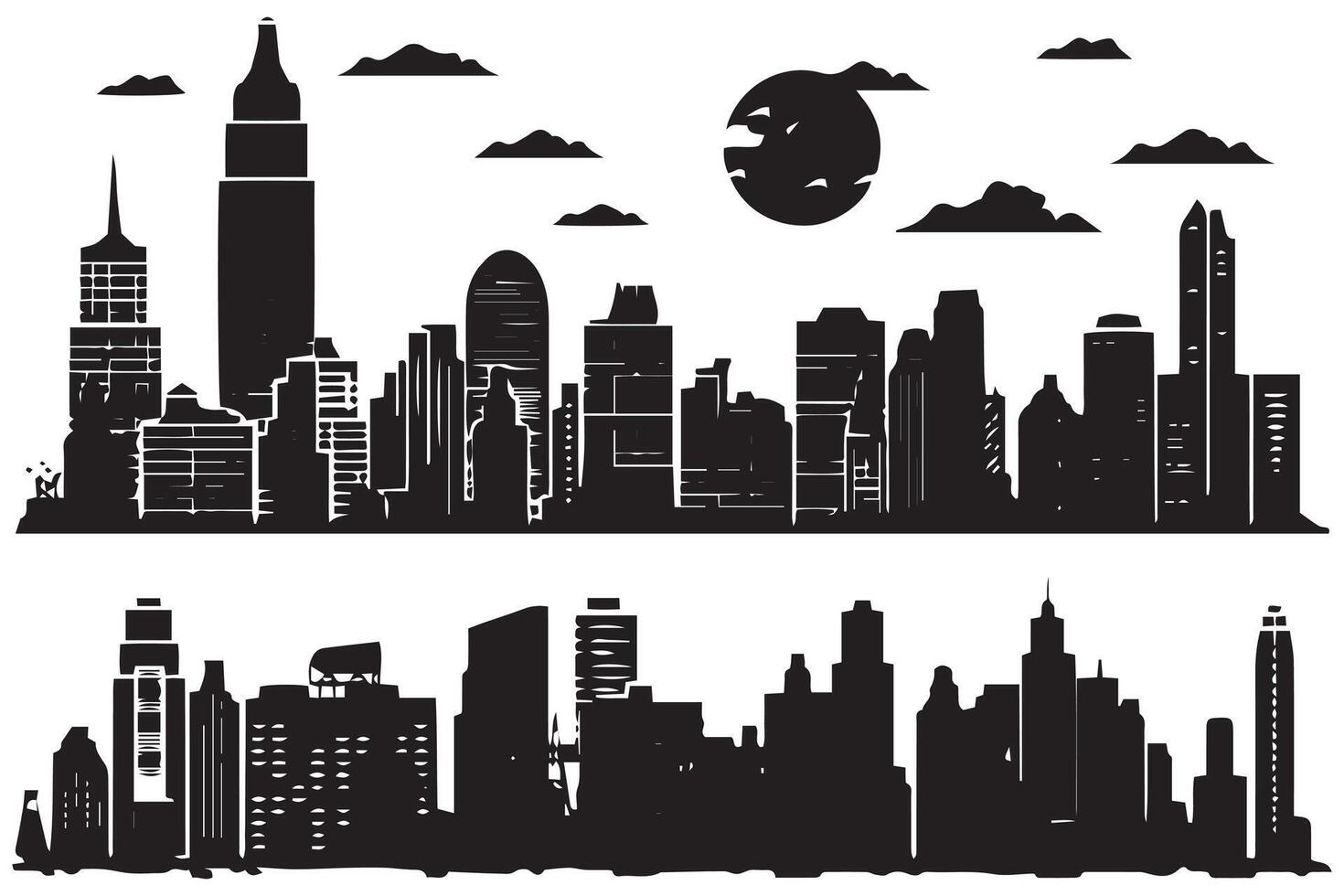 bundile of Building cityline silhouettepro design vector