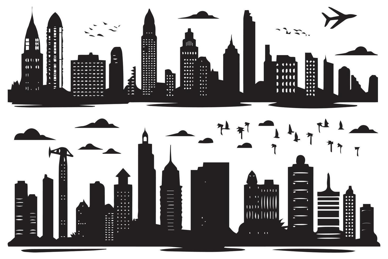 bundile of Building cityline silhouettepro design vector