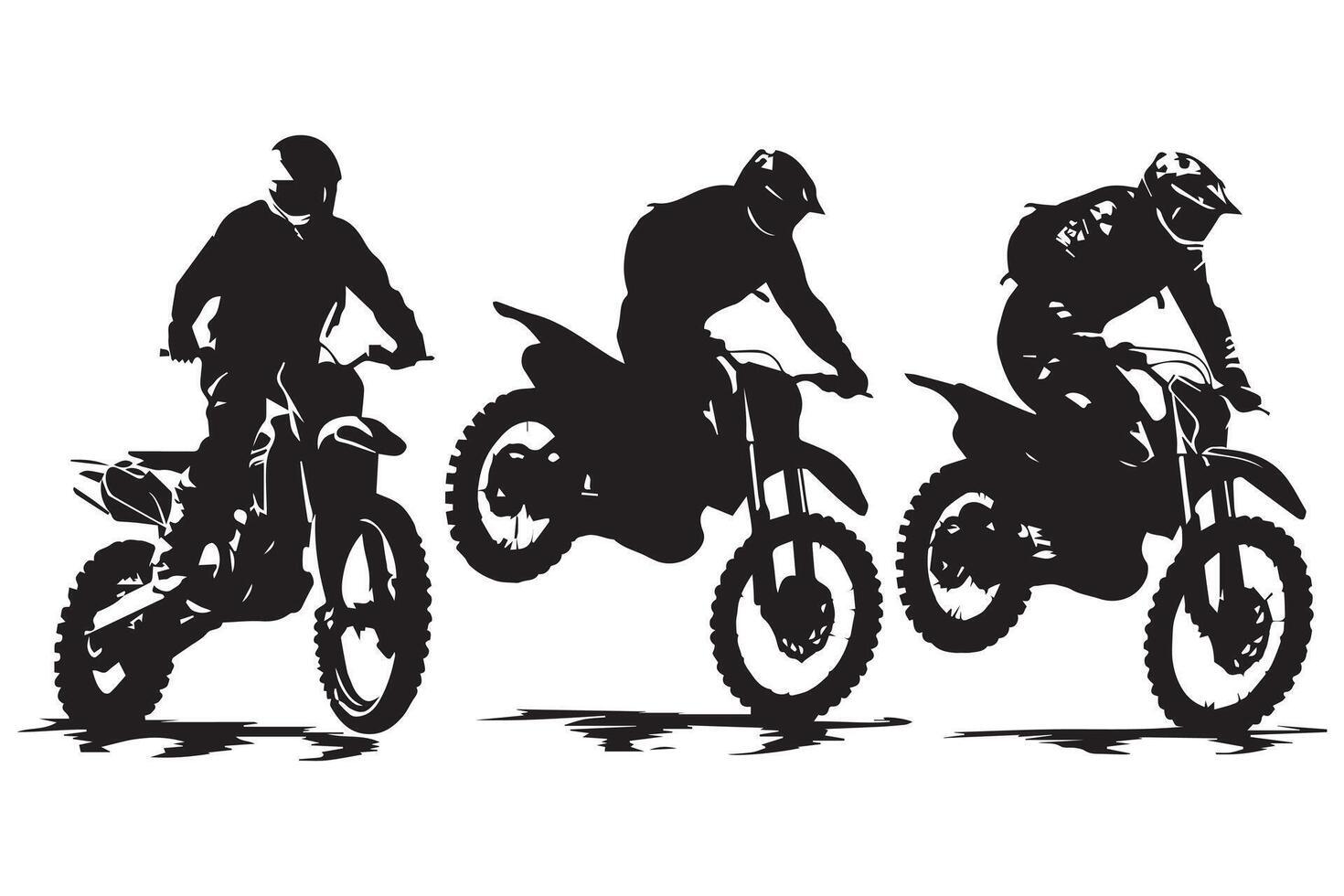 Set of silhouettes of man riding on motocross pro design vector
