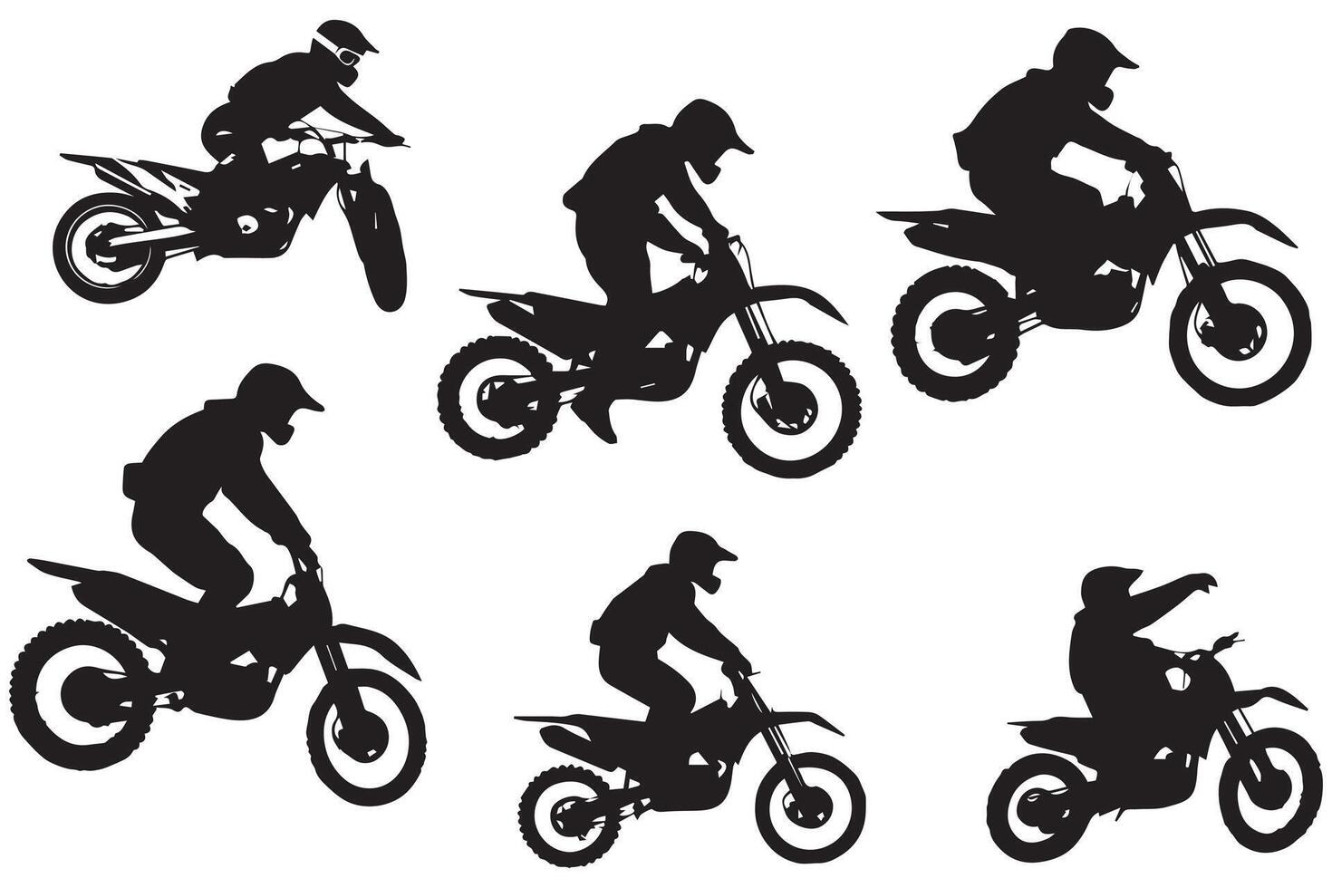 silhouettes of motorcycle jumping free design vector