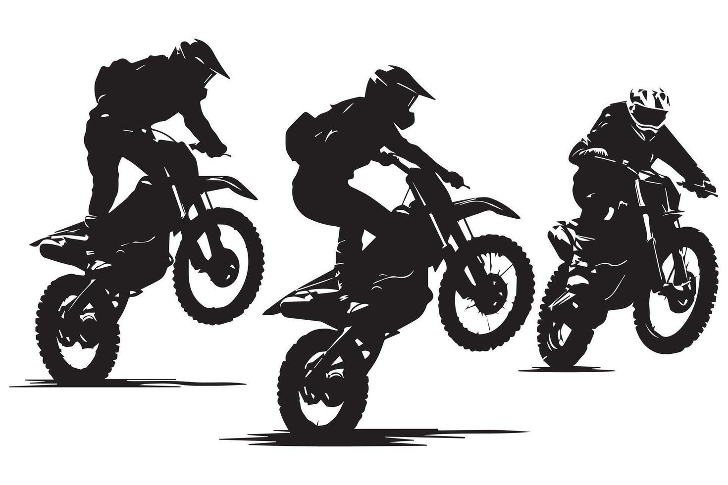 silhouettes of motorcycle jumping free design vector