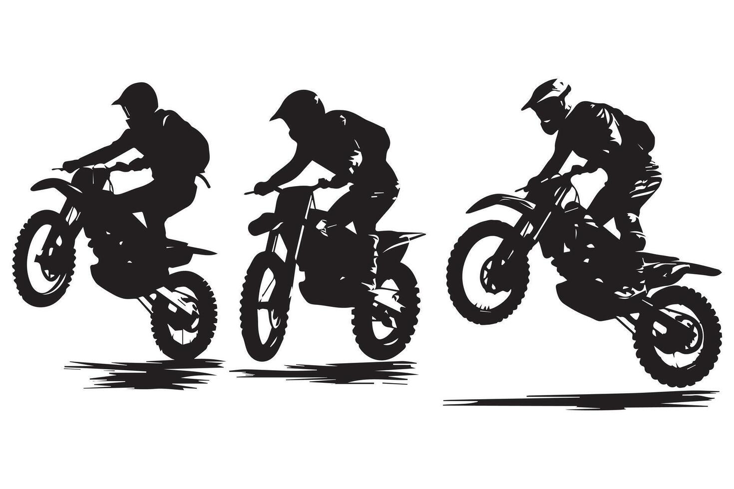 silhouettes of motorcycle jumping free design vector