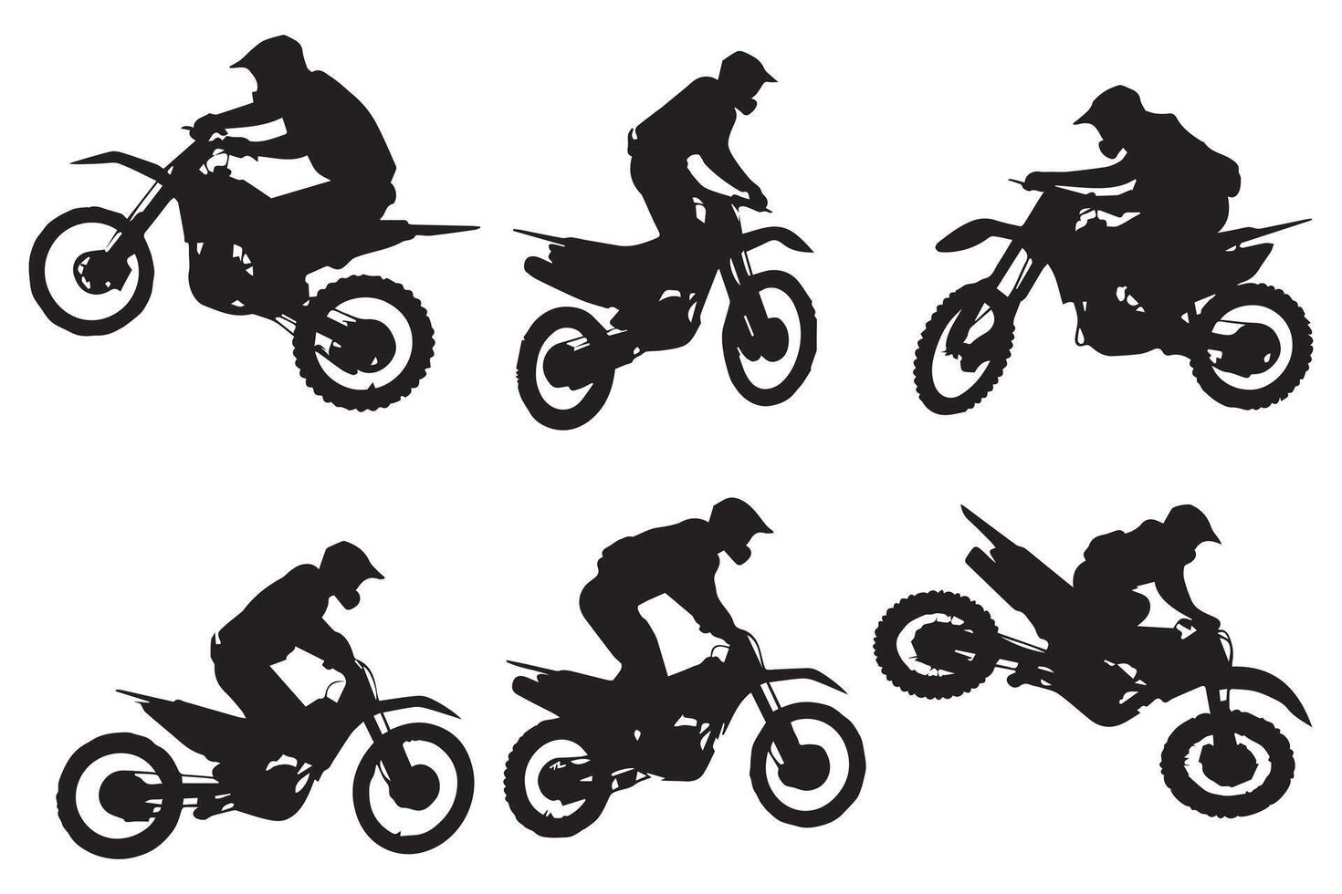 silhouettes of motorcycle jumping free design vector