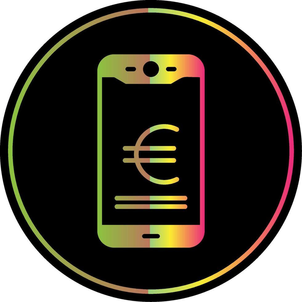 Euro Mobile Pay Glyph Due Color Icon Design vector