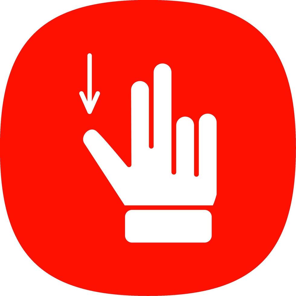 Two Fingers Drag Down Glyph Curve Icon Design vector