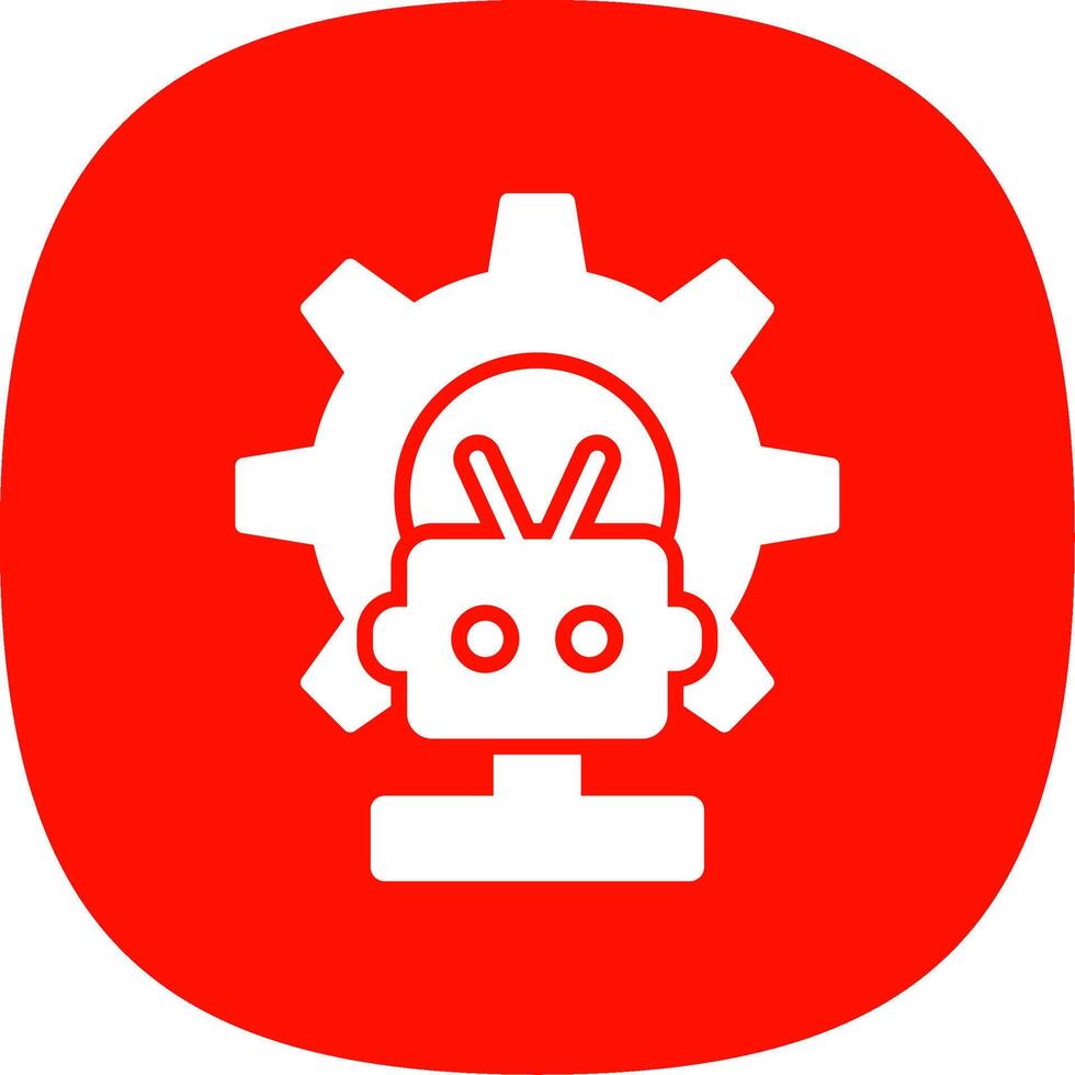 Robot Glyph Curve Icon Design vector