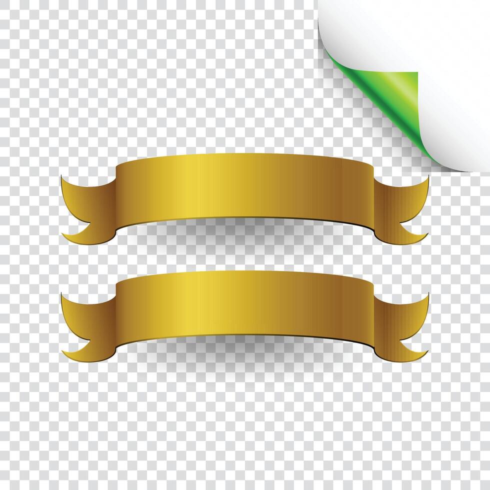 a set of gold ribbons with a white background. vector