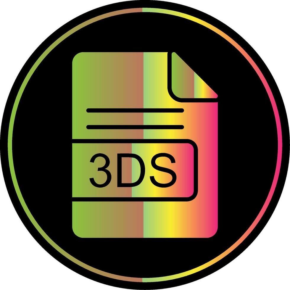 3DS File Format Glyph Due Color Icon Design vector