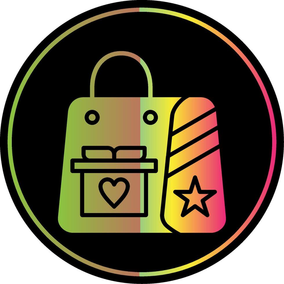 regalo bolso glifo debido color icono diseño vector