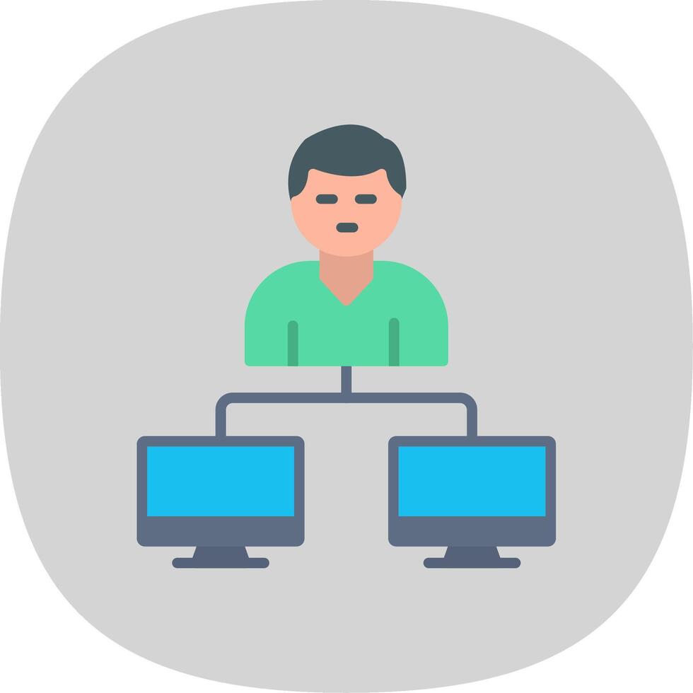 Server Client Flat Curve Icon Design vector