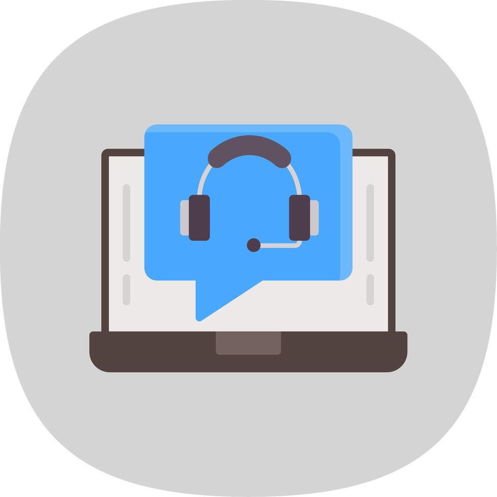 Support Call Flat Curve Icon Design vector