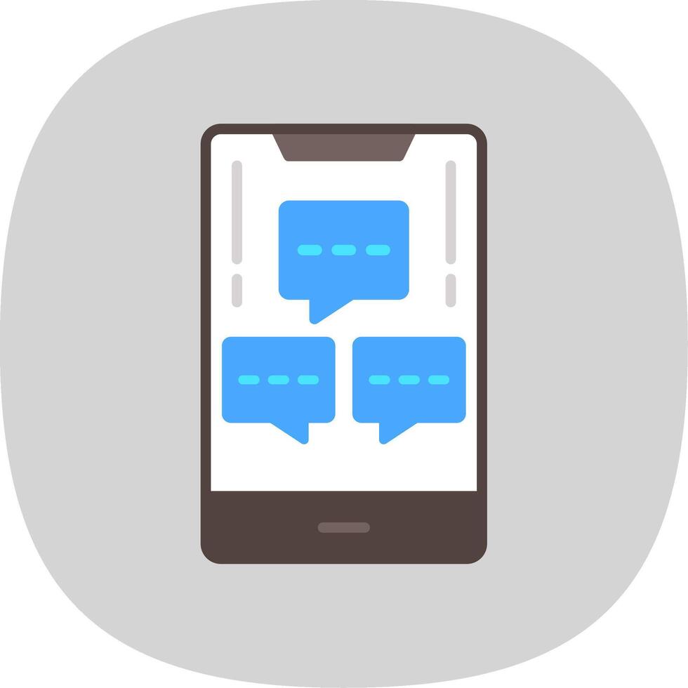 Mobile Chat Info Flat Curve Icon Design vector