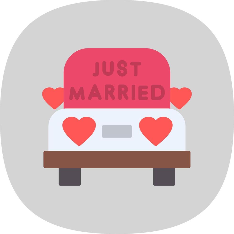 Wedding Car Flat Curve Icon Design vector