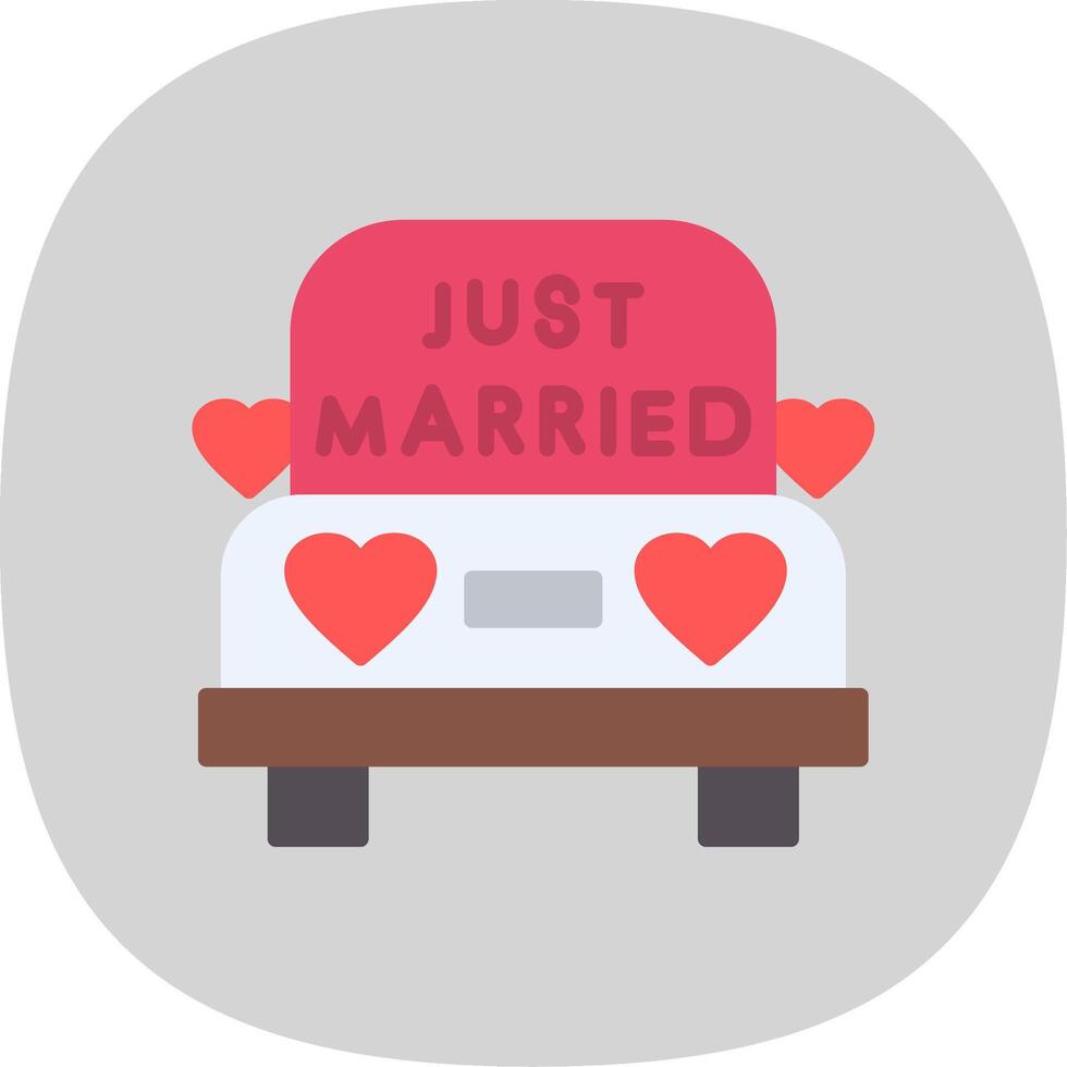 Wedding Car Flat Curve Icon Design vector