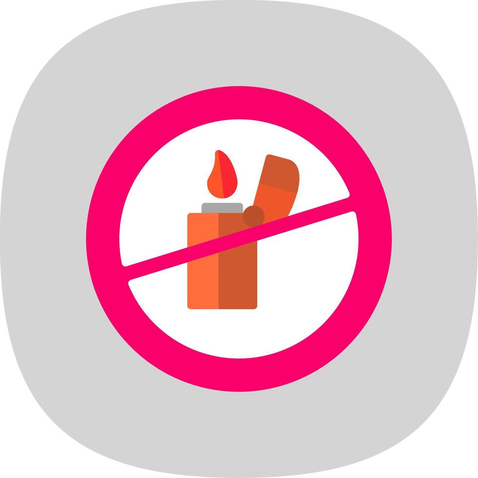 No Lighter Flat Curve Icon Design vector