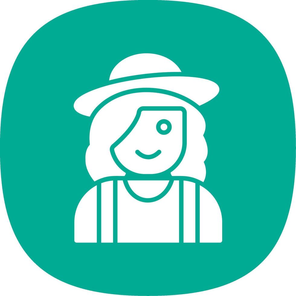 Farmer Female Glyph Curve Icon Design vector