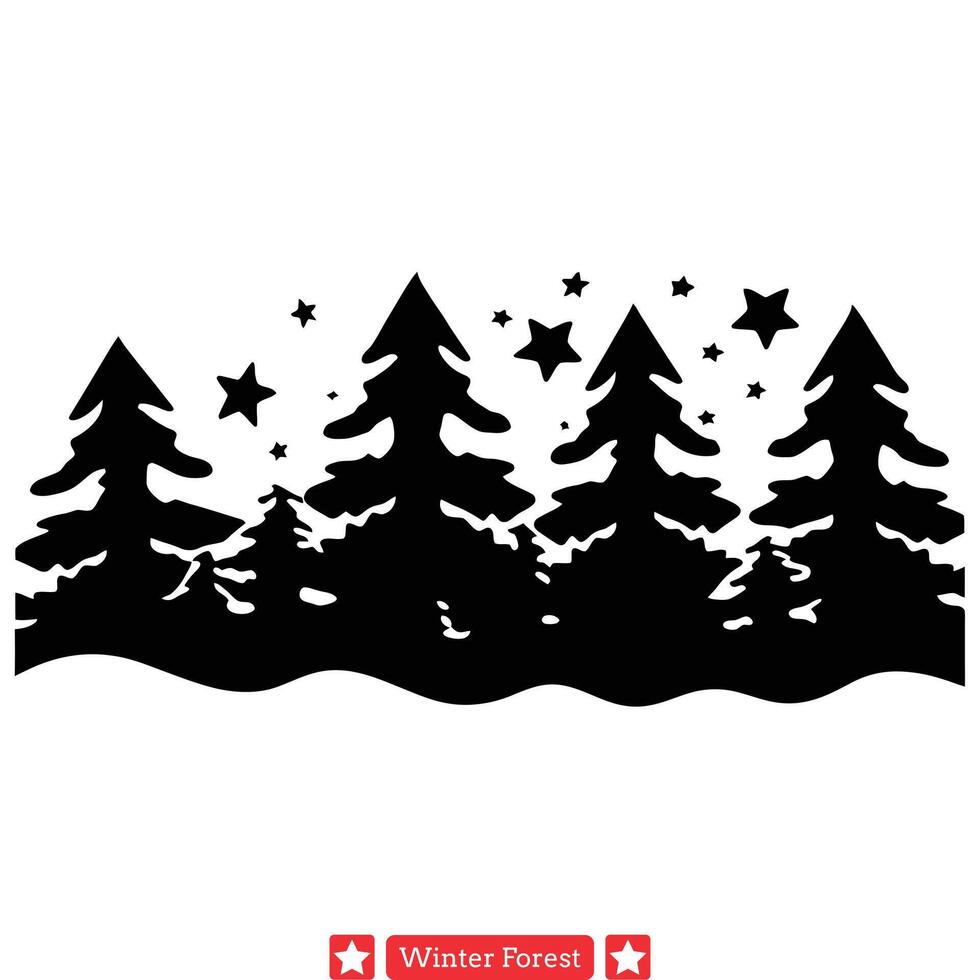 Glistening Pines Delicate Silhouettes Portraying Winter s Magic vector