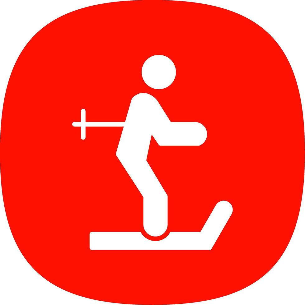 Skiing Glyph Curve Icon Design vector