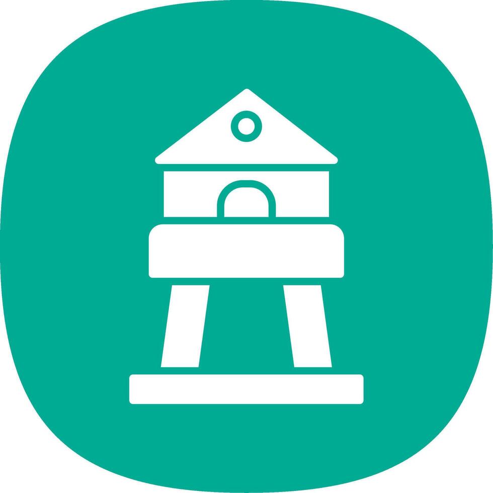 Tower Glyph Curve Icon Design vector