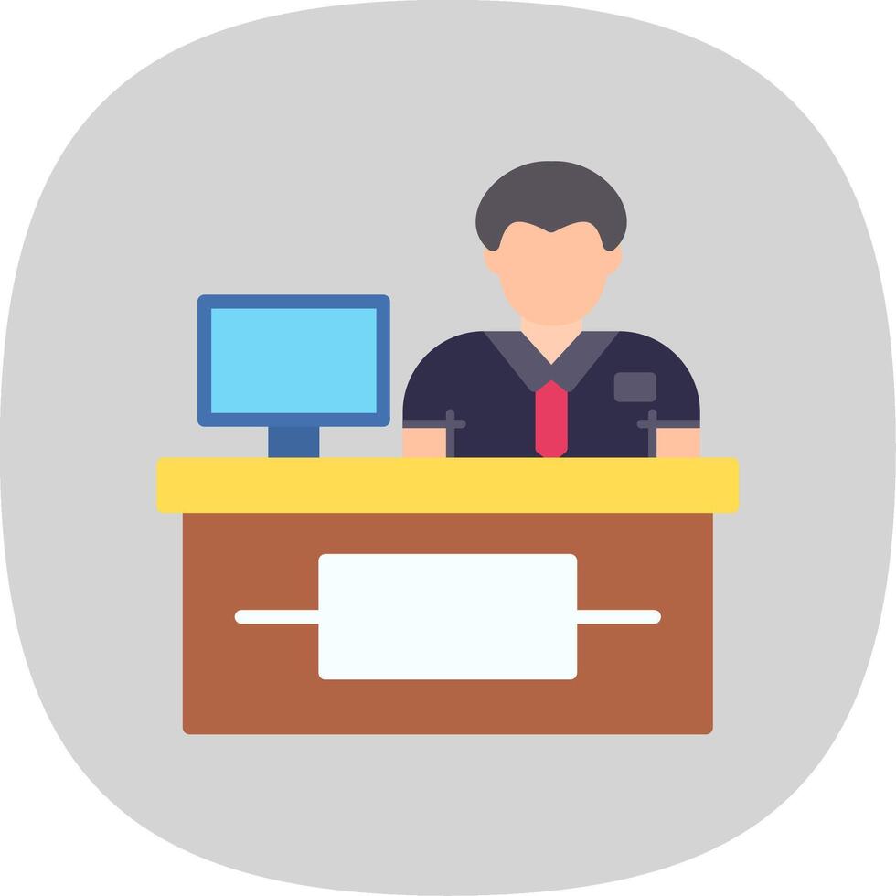 Cashier Flat Curve Icon Design vector