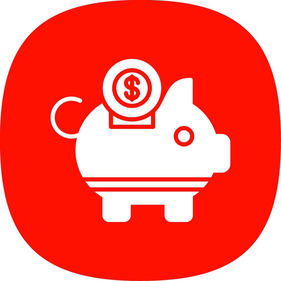 cerdito banco glifo curva icono diseño vector