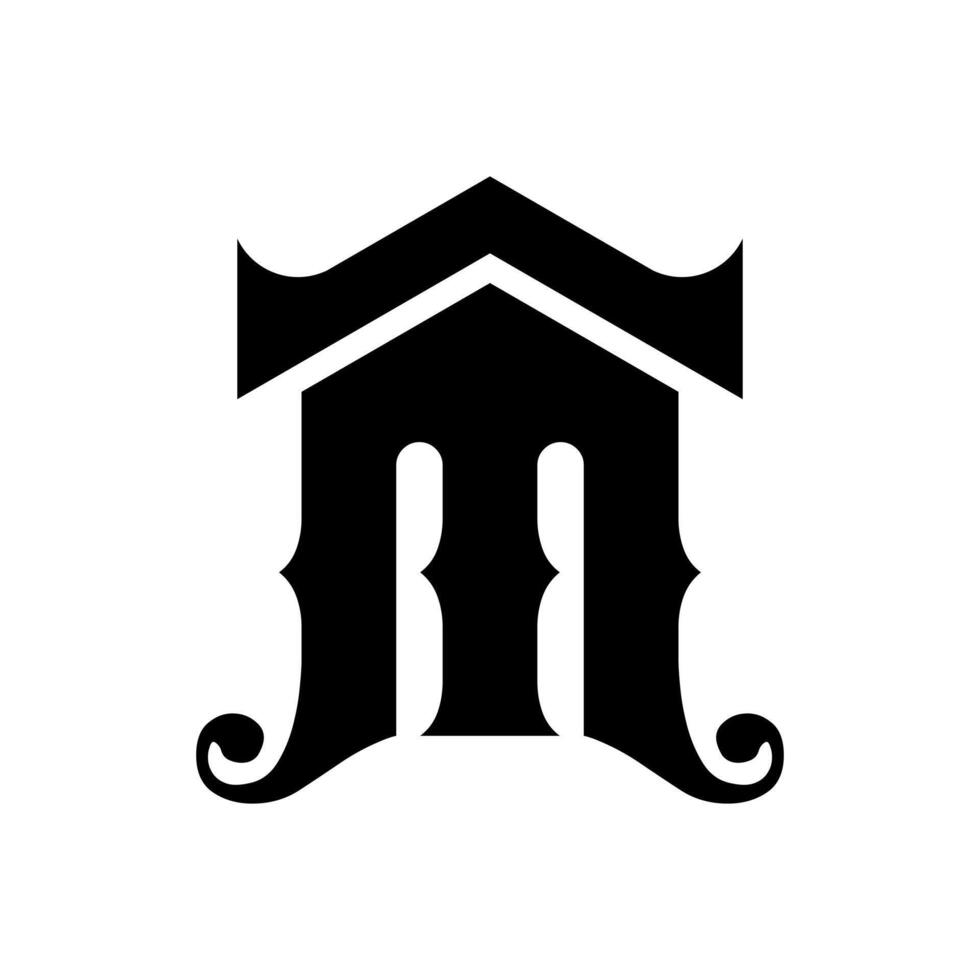 letter m home logo design vector