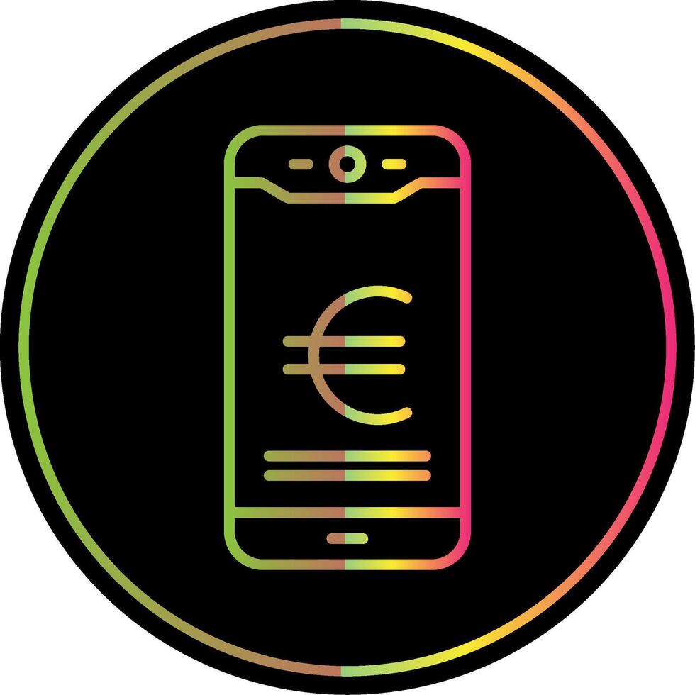 Euro Mobile Pay Line Gradient Due Color Icon Design vector