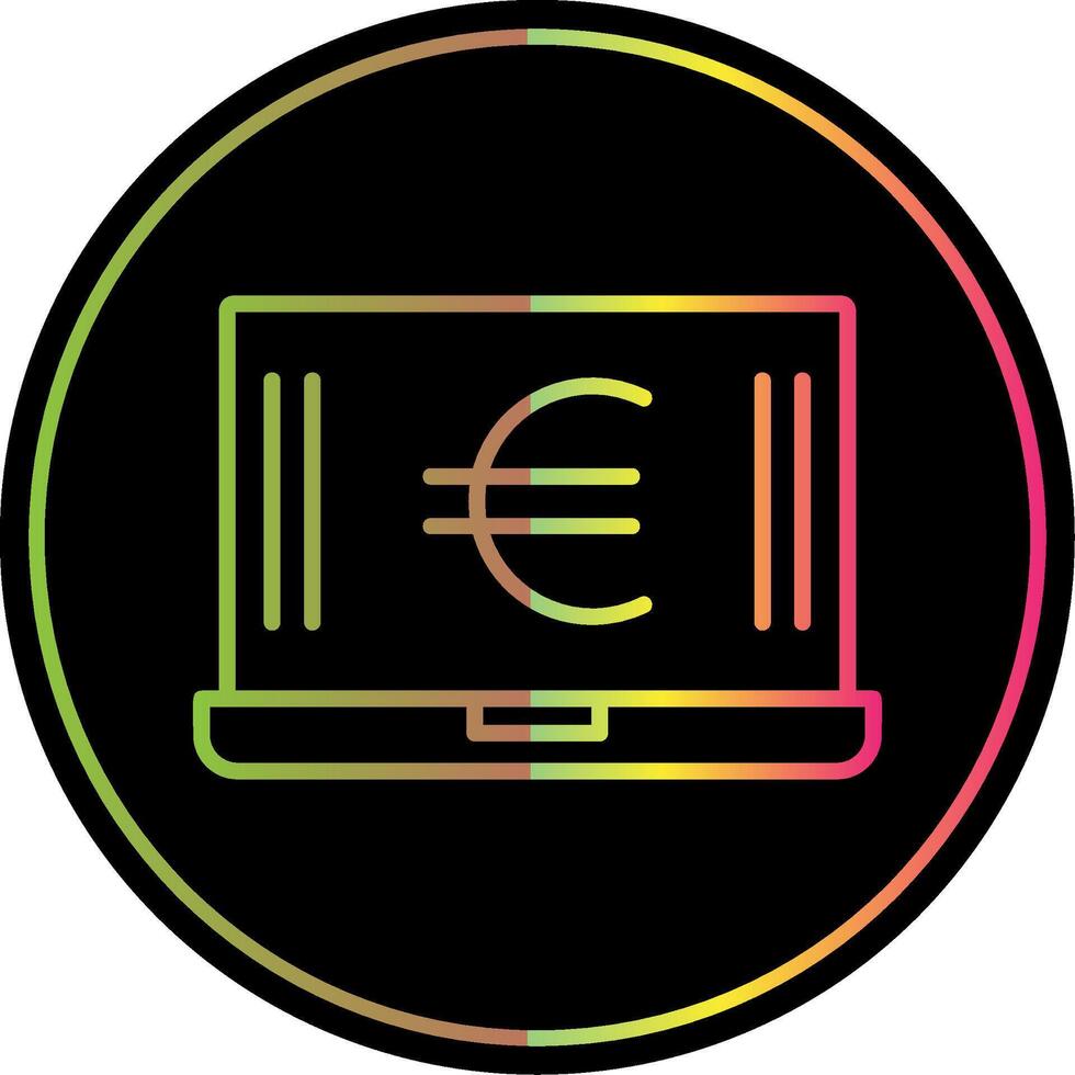 Euro Laptop Line Gradient Due Color Icon Design vector