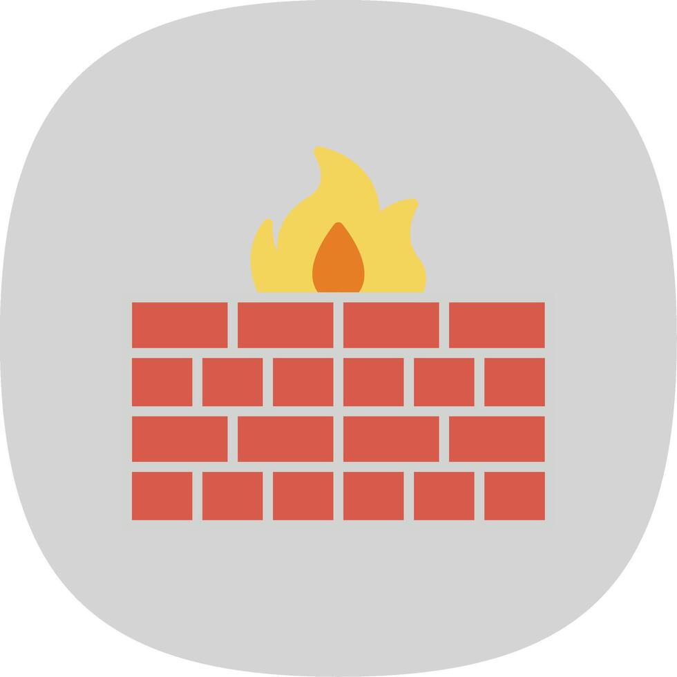 Firewall Flat Curve Icon Design vector