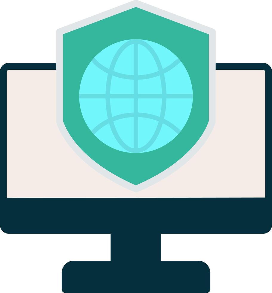 Security Computer Connect Flat Curve Icon Design vector