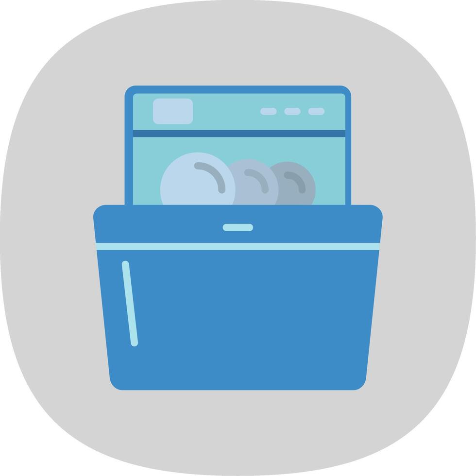 Dish Washing Flat Curve Icon Design vector