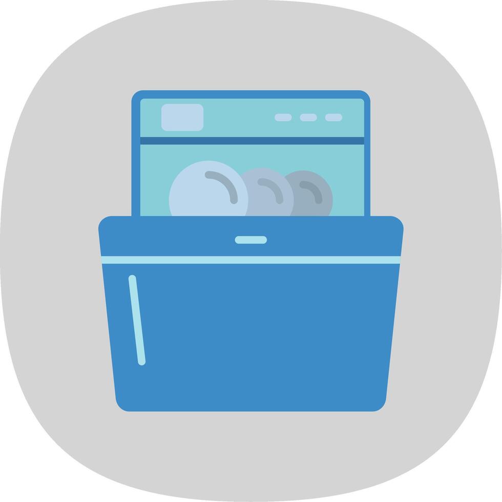 Dish Washing Flat Curve Icon Design vector