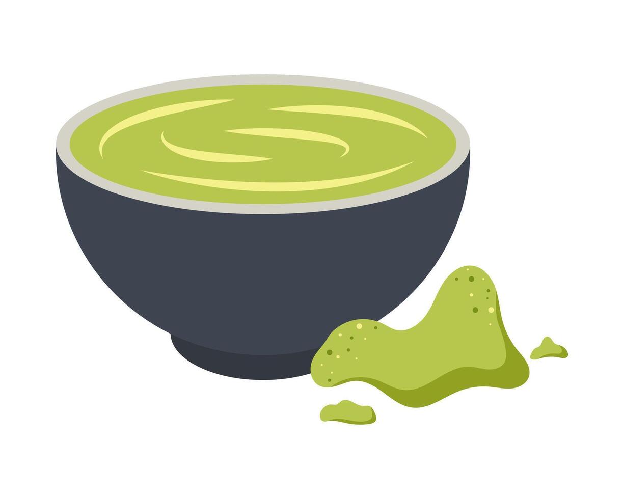 Prepared matcha drink from powder. illustration. vector