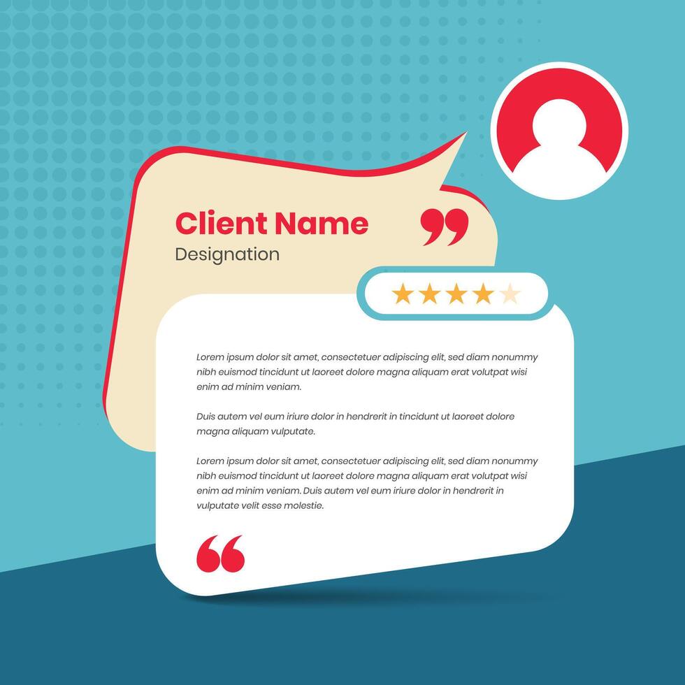 Client testimonial and customer review presentation social media post template with abstract message bubble shape vector