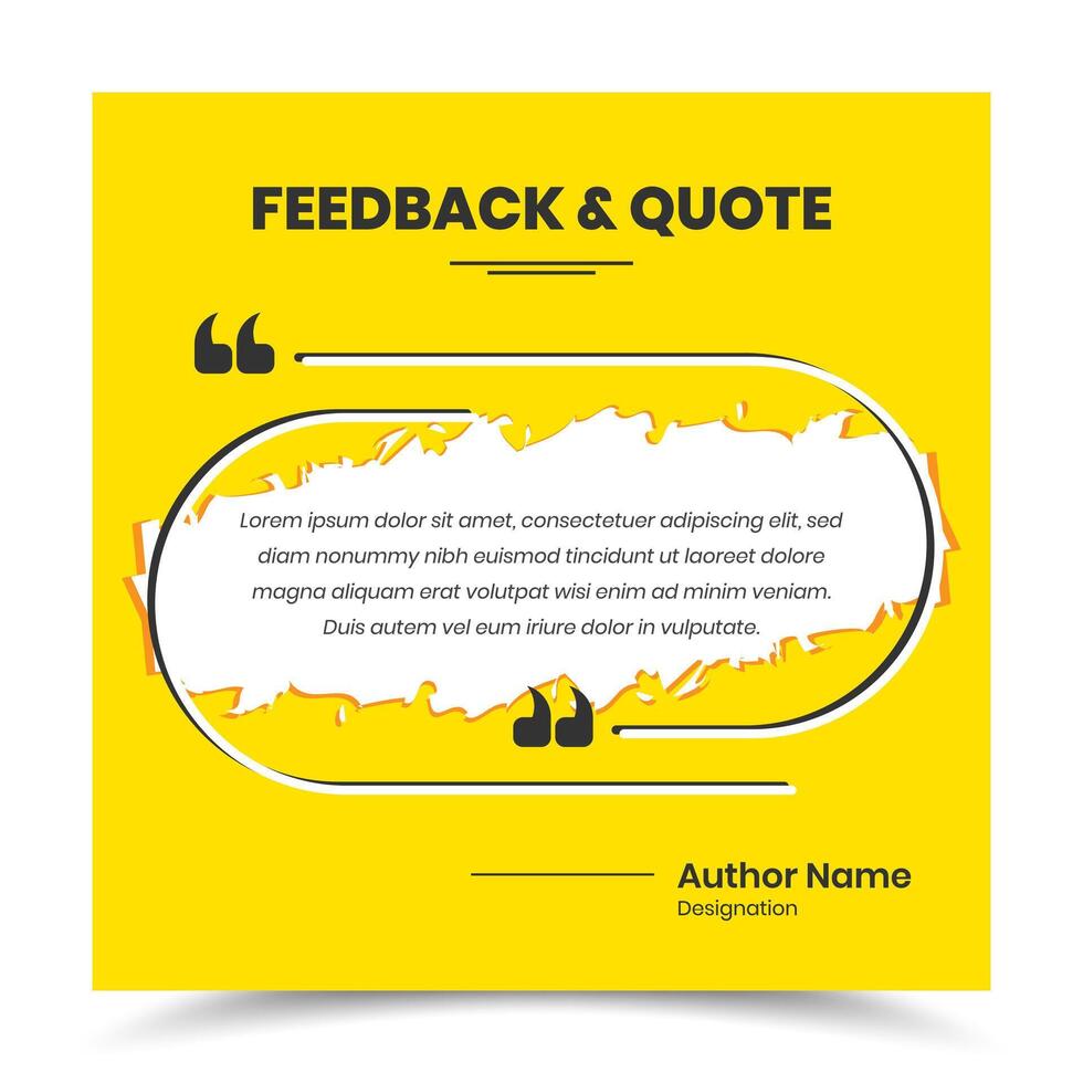 Customer feedback and quotation presentation abstract social media post layout design vector