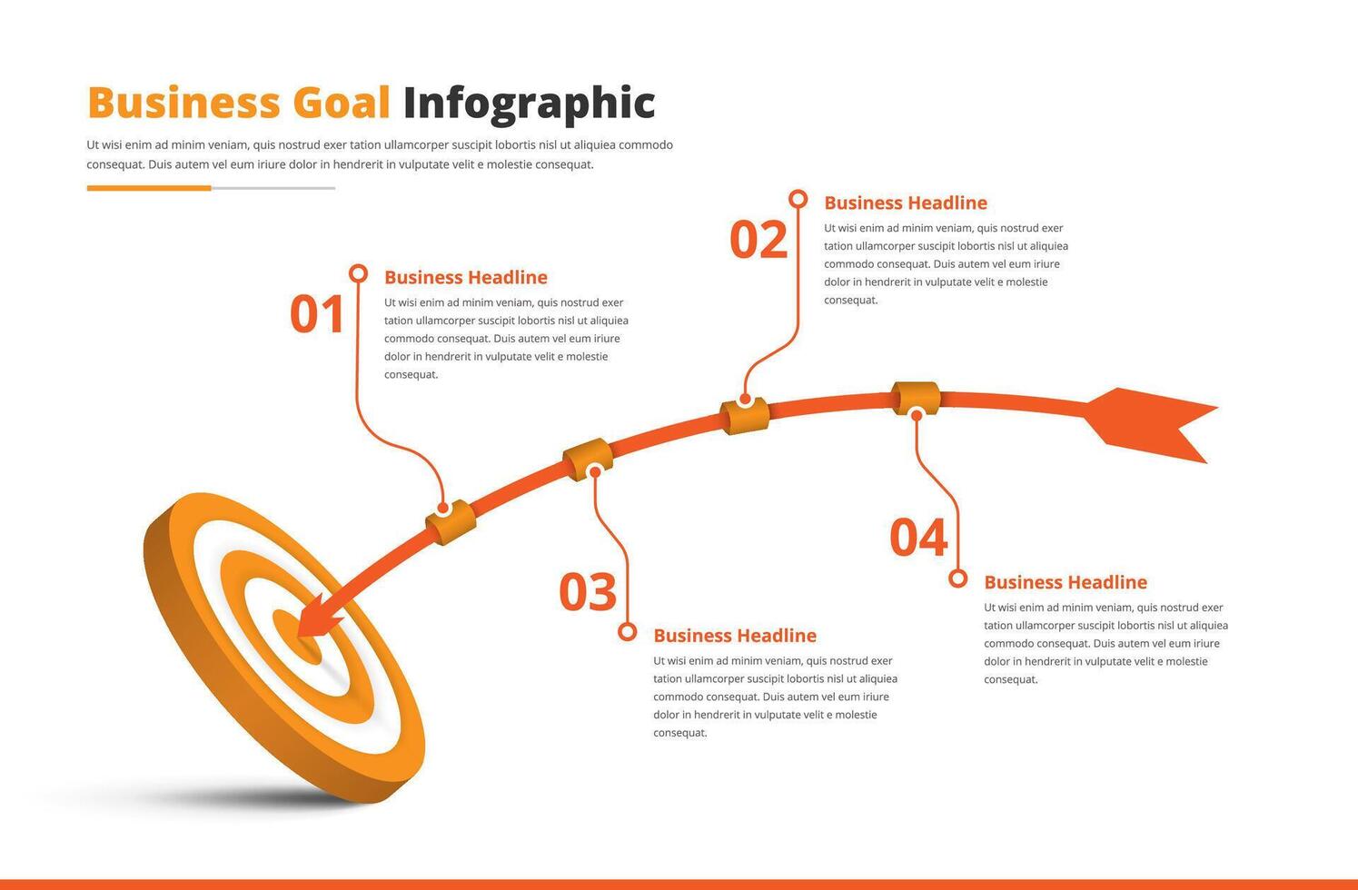 Business goal and strategy presentation circular target infographic template with arrow vector