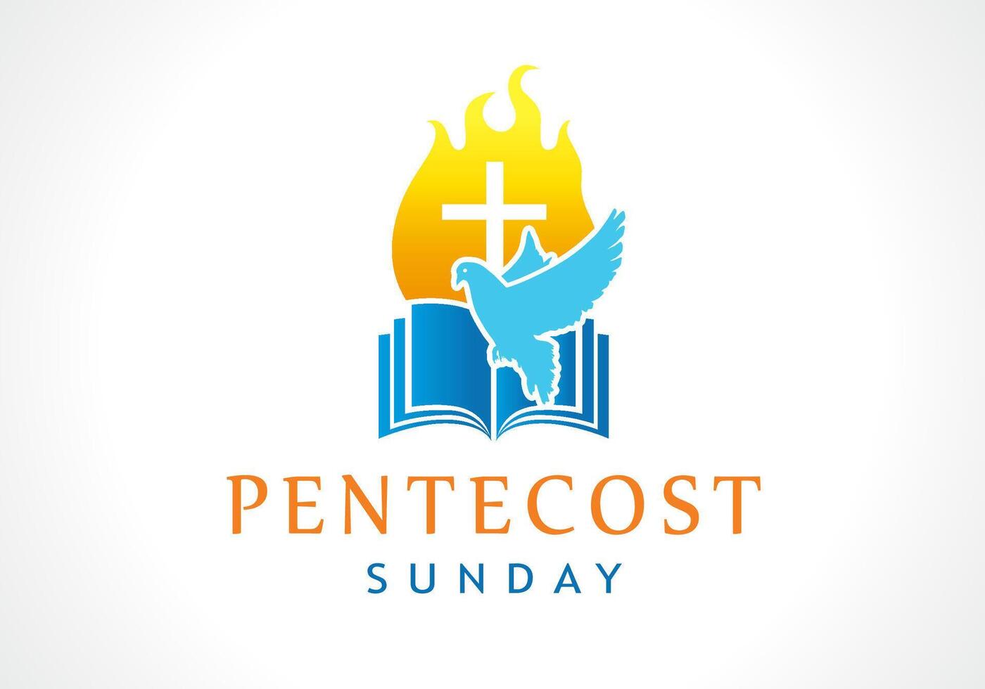 Pentecostés domingo bandera. religioso logo modelo vector