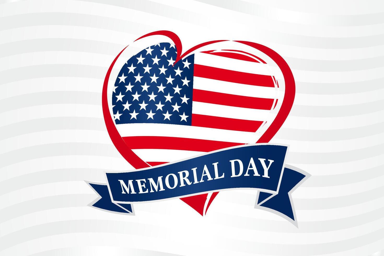 Happy Memorial Day congrats. Heart icon, badge design vector