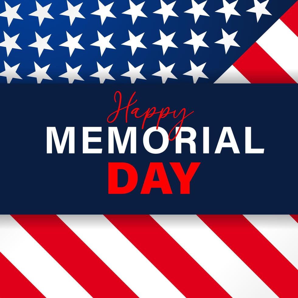 Happy Memorial Day, USA flag banner. vector