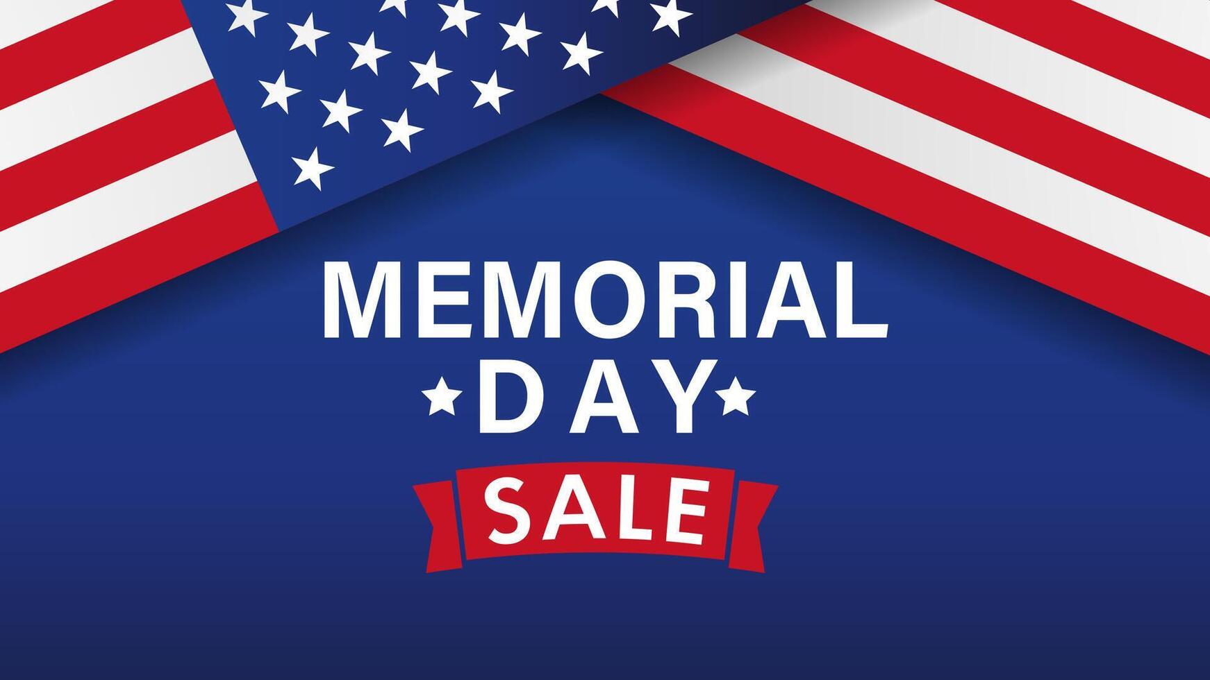 Memorial Day sale banner with 3D flag vector
