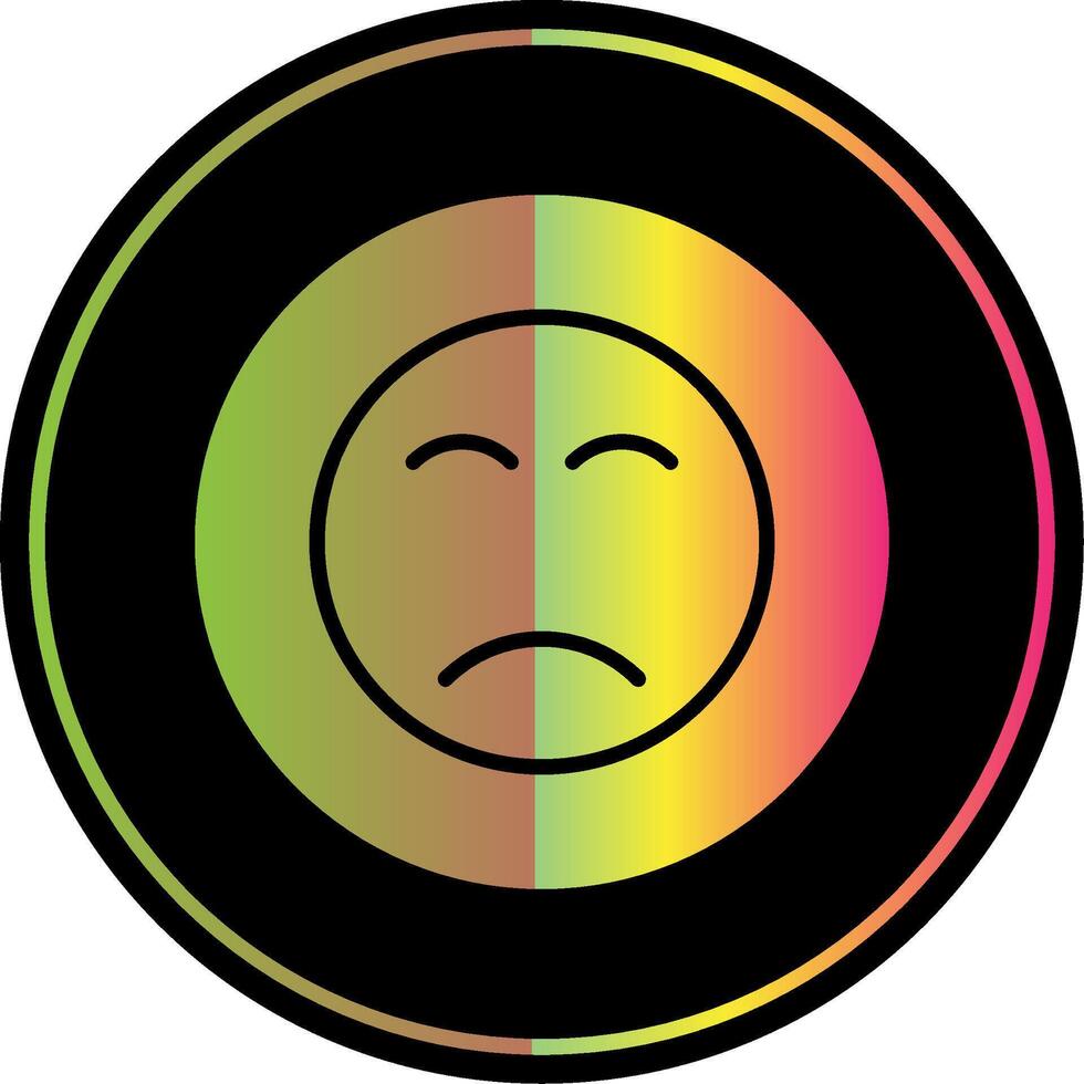 Sad Face Glyph Due Color Icon Design vector