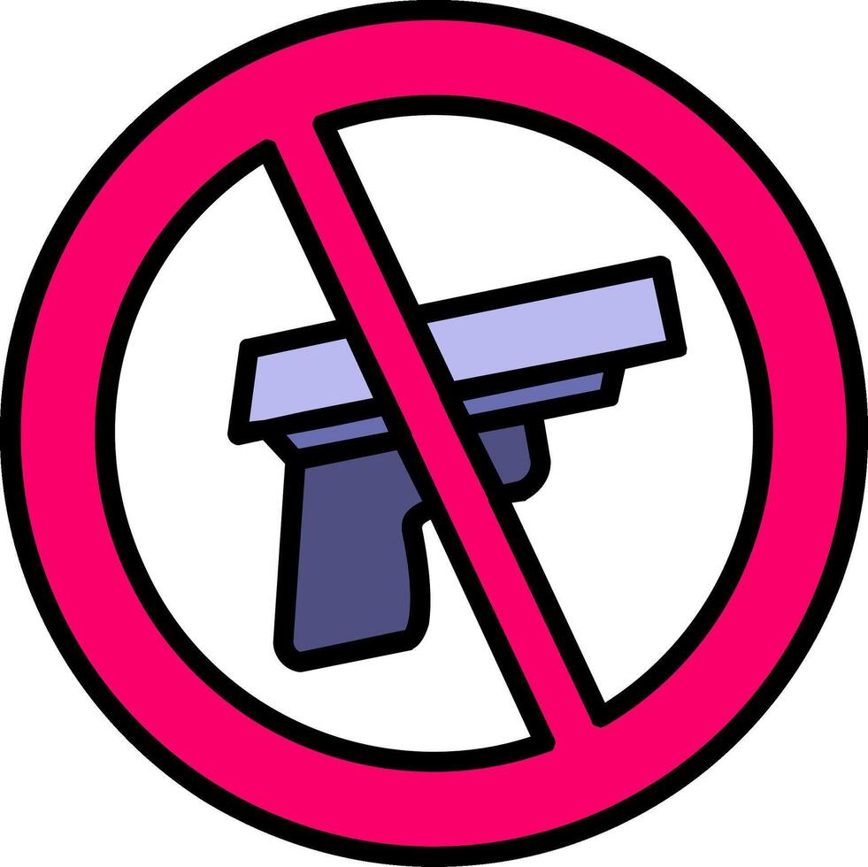 No Gun Line Filled Icon vector