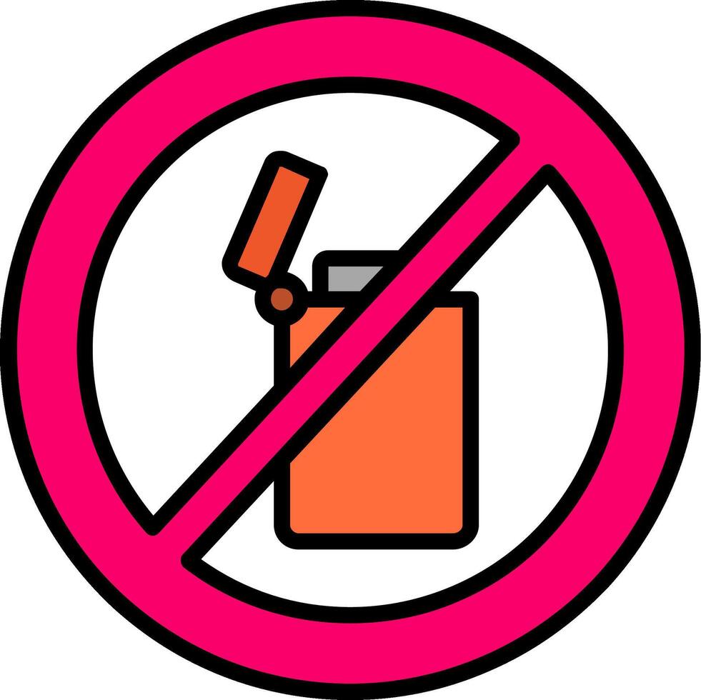 No Lighter Line Filled Icon vector