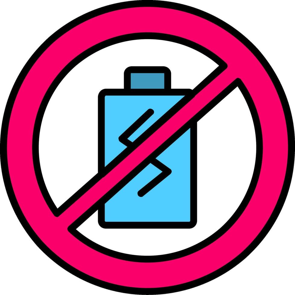 No Battery Line Filled Icon vector