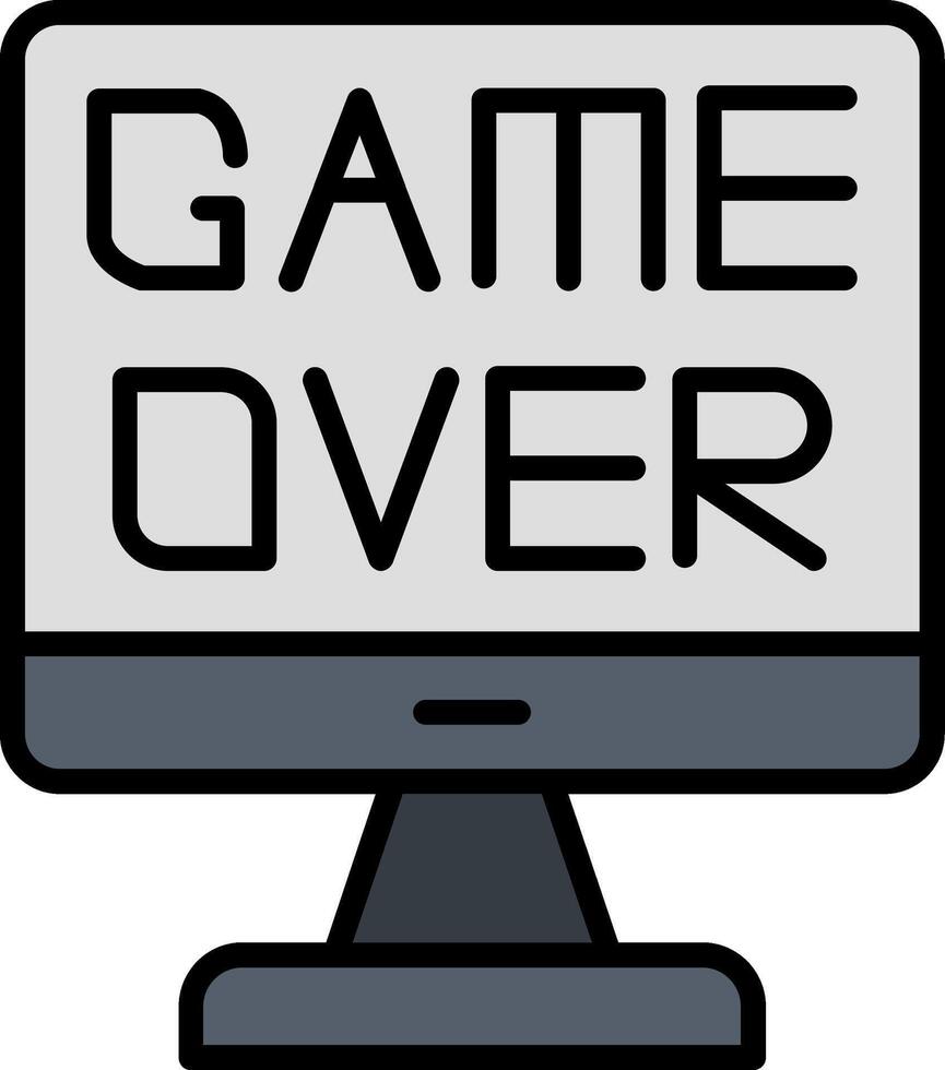 Game Over Line Filled Icon vector