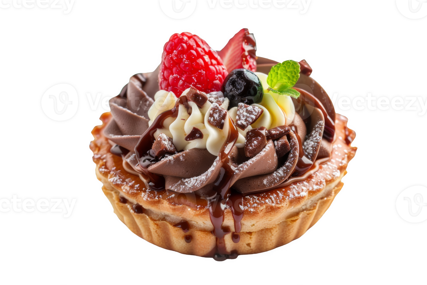 Decadent Cupcake With Chocolate, Strawberries, and Whipped Cream png