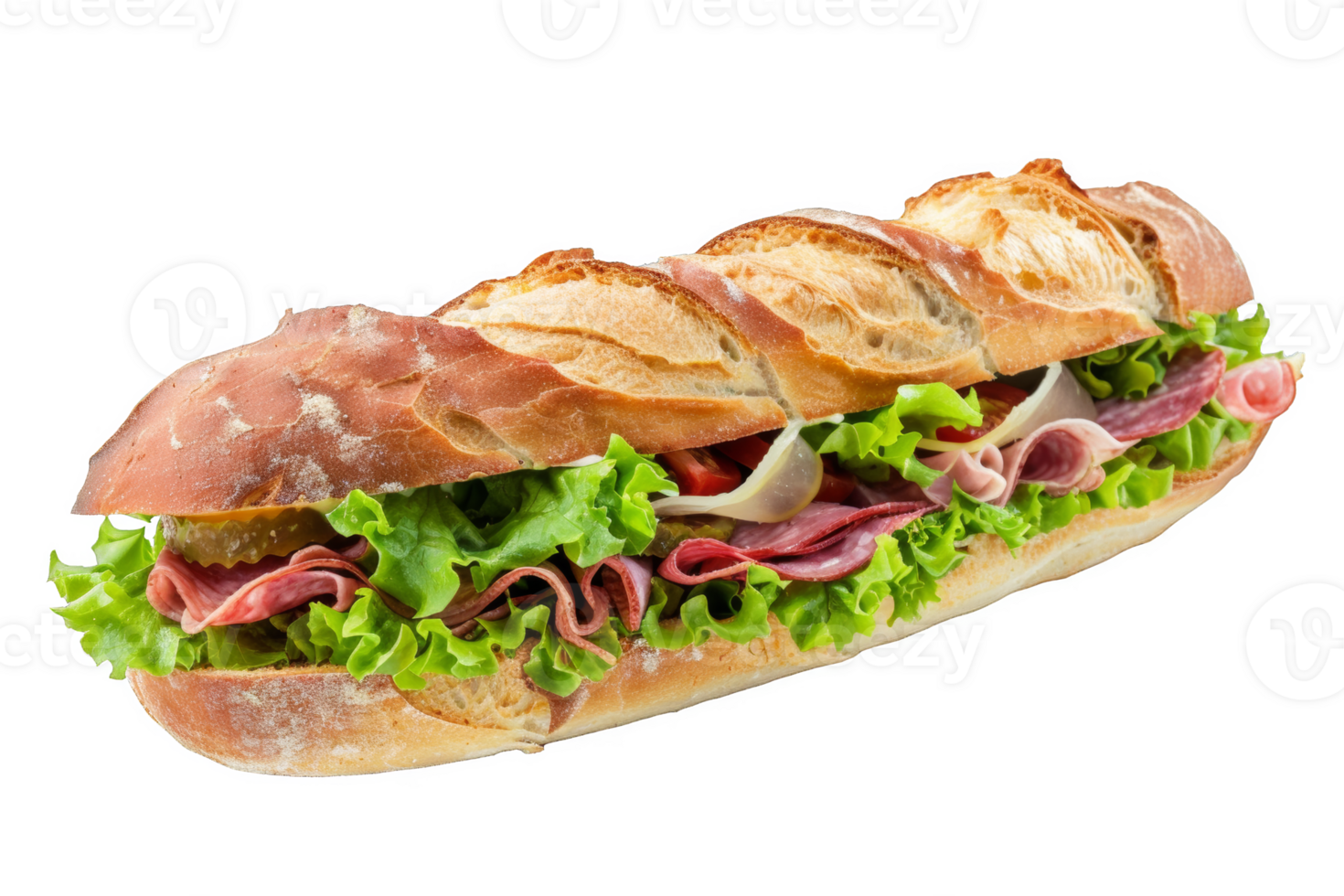 Classic Sub Sandwich With Meat, Lettuce, and Cheese png