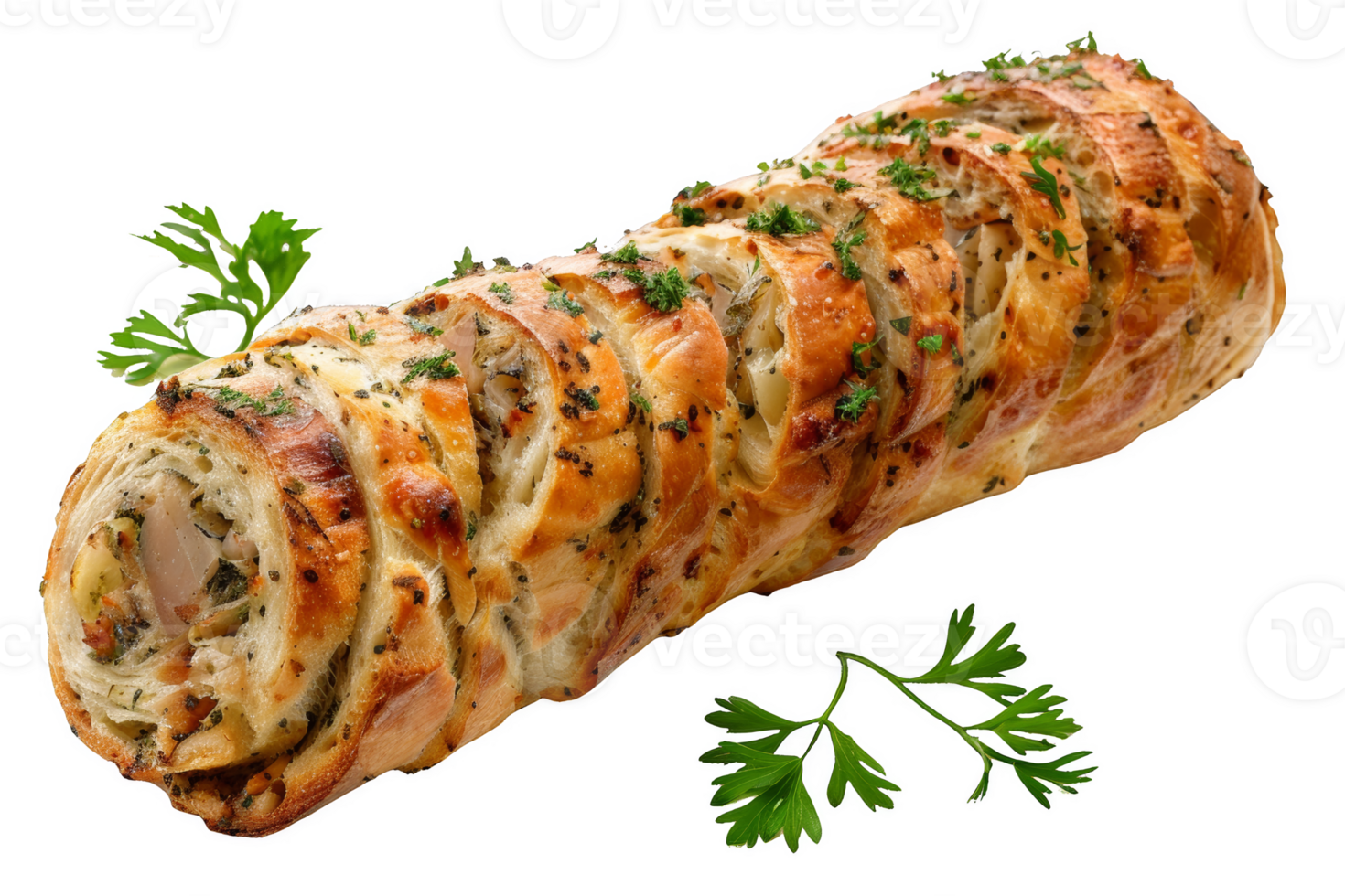 Meat Roulade in Bread With Parsley Garnish png