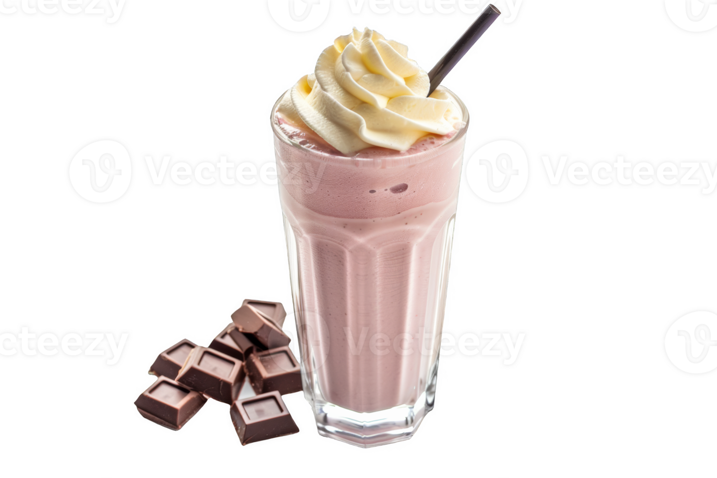 Delicious Milkshake With Whipped Cream and Chocolate Chunks png